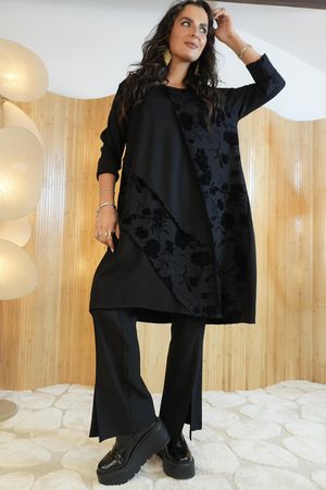 Oscar Esme Fleur Cocoon Dress Black /20=